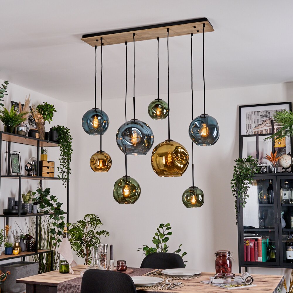 Ripoll Suspension, Boule lumineuse, Suspension Écru, Noir, 8 lumières main product photo