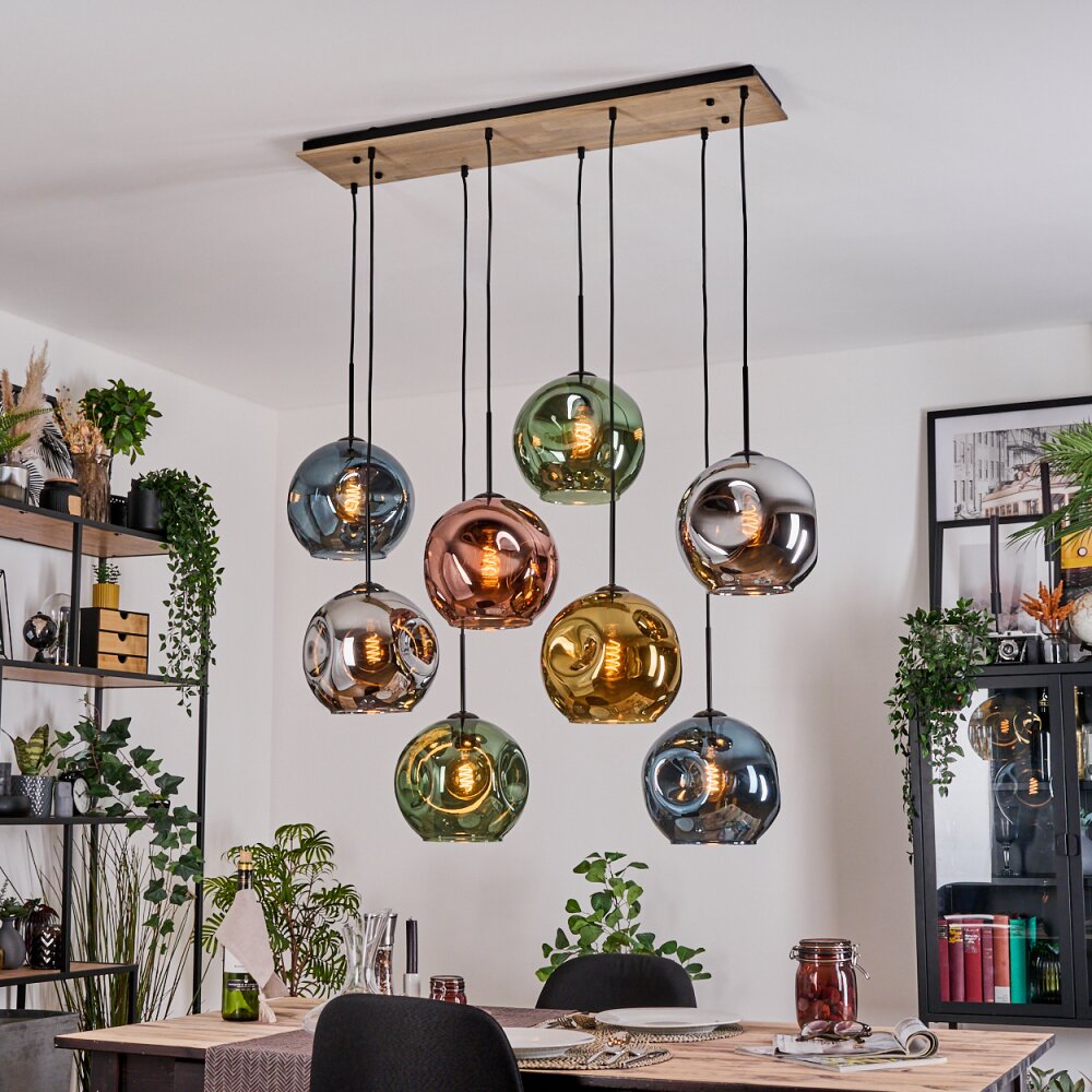 Ripoll Suspension, Boule lumineuse, Suspension Écru, Noir, 8 lumières main product photo