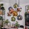 Ripoll Suspension, Boule lumineuse, Suspension Écru, Noir, 8 lumières