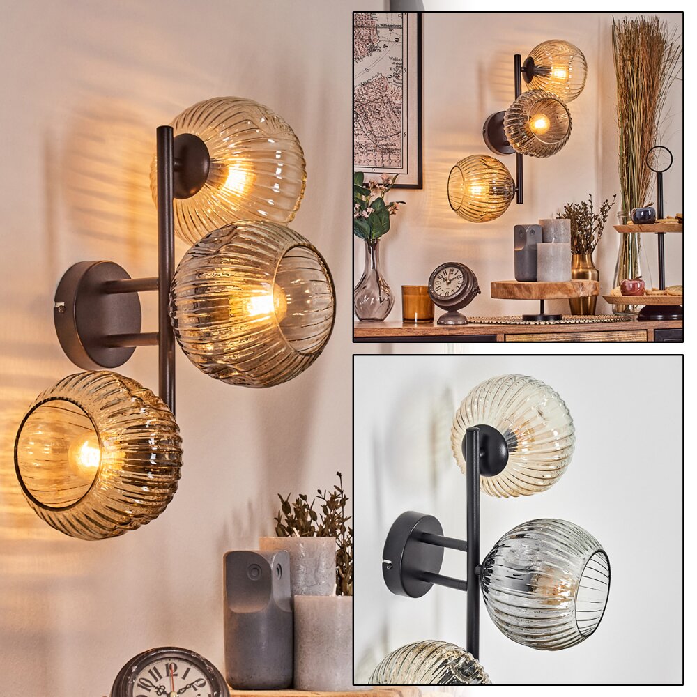 Ripoll Boule lumineuse, Applique murale Ambre, Clair, Fumé, 3 lumières main product photo