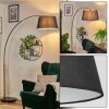 Bassagoda Lampadaire, Lampadaires arc Noir, 1 lumière, Abat-jour en tissu