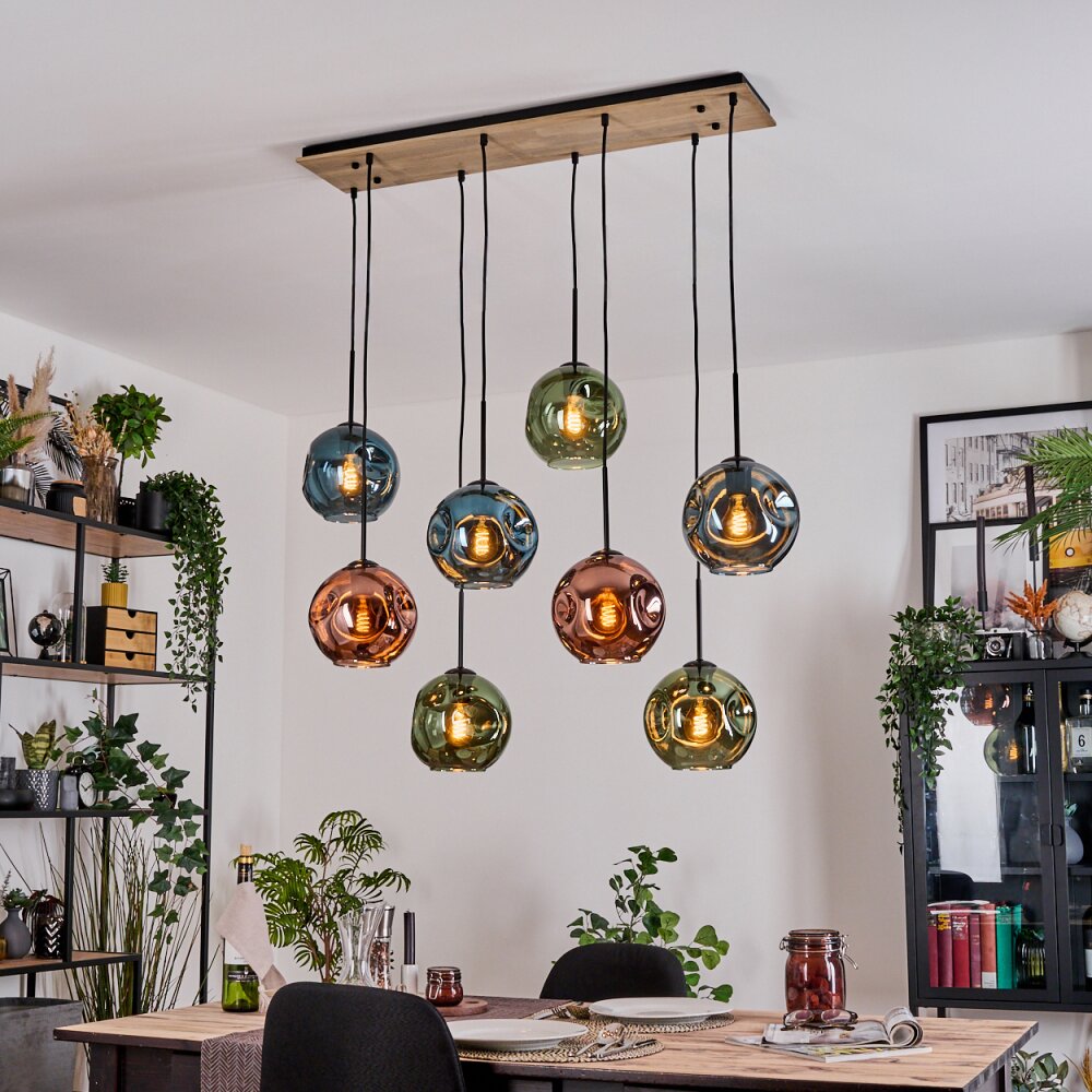 Ripoll Suspension, Boule lumineuse, Suspension Écru, Noir, 8 lumières main product photo