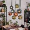 Ripoll Suspension, Boule lumineuse, Suspension Écru, Noir, 8 lumières