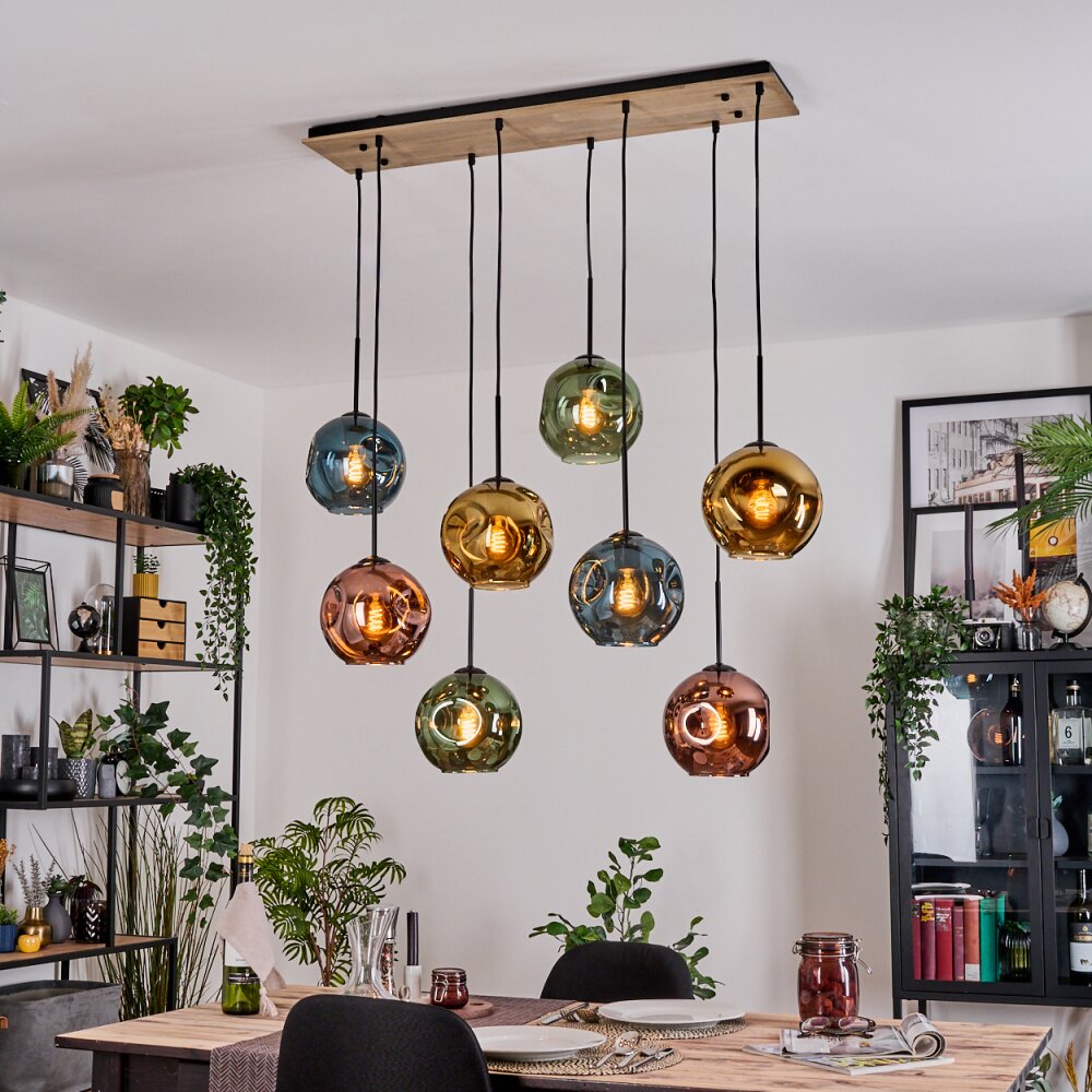 Ripoll Suspension, Boule lumineuse, Suspension Écru, Noir, 8 lumières main product photo