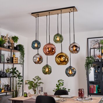 Ripoll Suspension, Boule lumineuse, Suspension Écru, Noir, 8 lumières