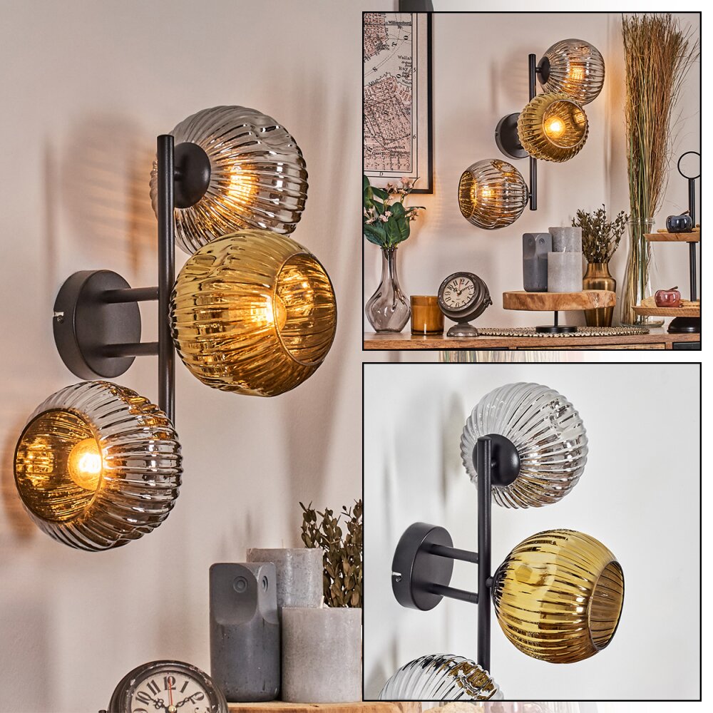 Ripoll Boule lumineuse, Applique murale Chrome, Or, Fumé, 3 lumières main product photo