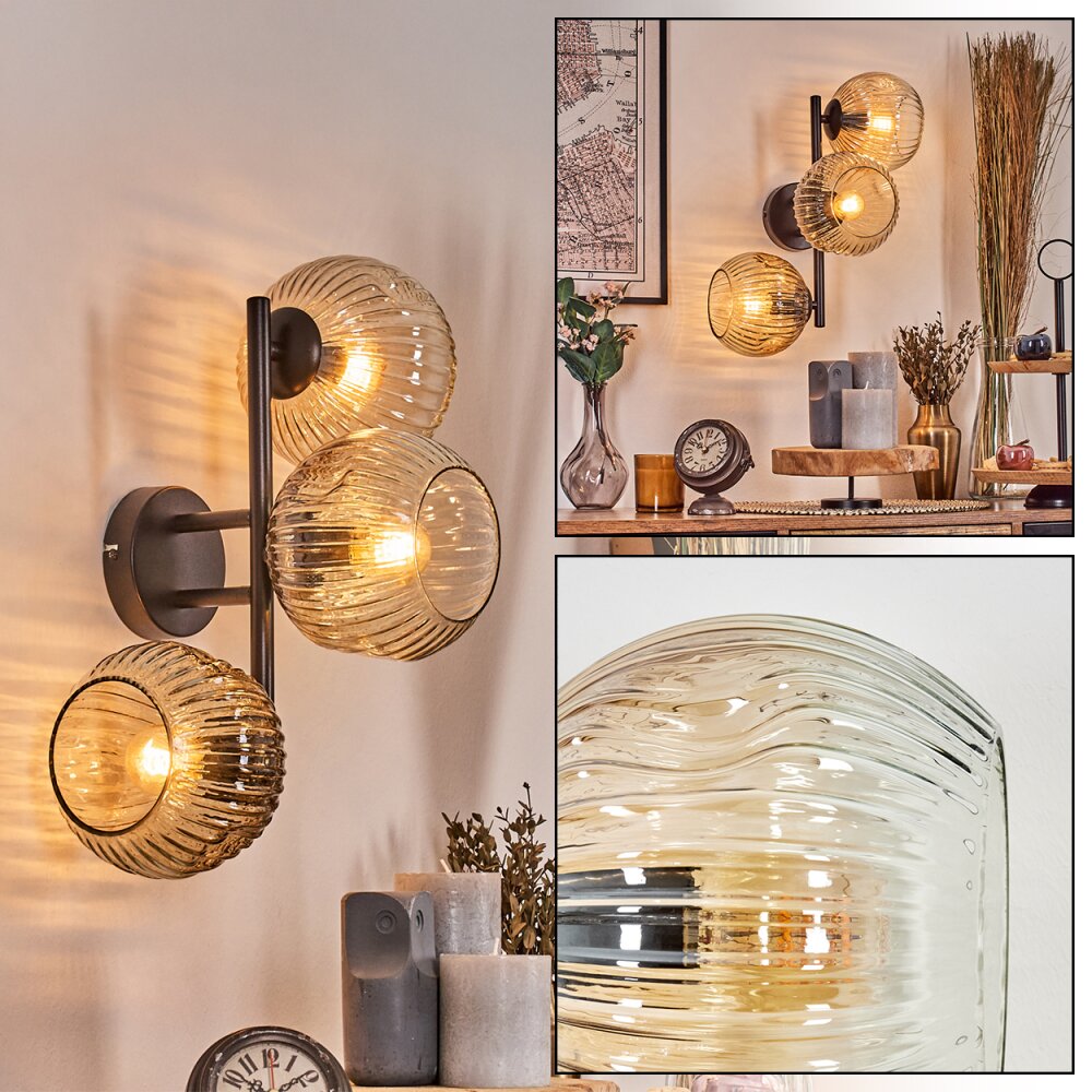 Ripoll Boule lumineuse, Applique murale Ambre, Clair, 3 lumières main product photo