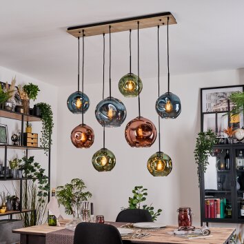 Ripoll Suspension, Boule lumineuse, Suspension Écru, Noir, 8 lumières