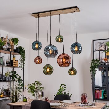 Ripoll Suspension, Boule lumineuse, Suspension Écru, Noir, 8 lumières