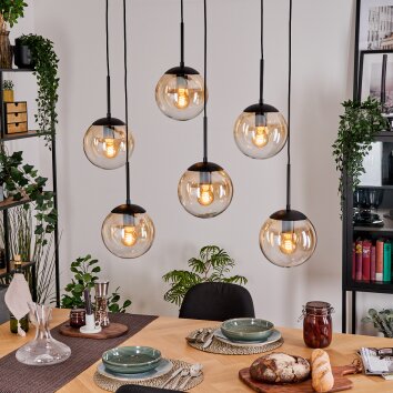 Gastor Suspension, Boule lumineuse, Suspension Ambre, Clair, 6 lumières