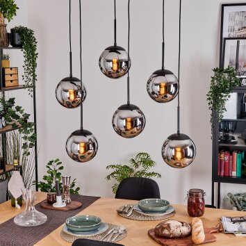 Gastor Suspension, Boule lumineuse, Suspension Chrome, Fumé, 6 lumières