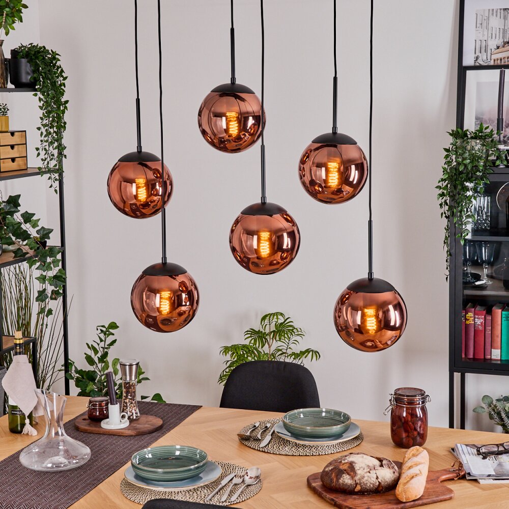Gastor Suspension, Boule lumineuse, Suspension Cuivré, 6 lumières main product photo