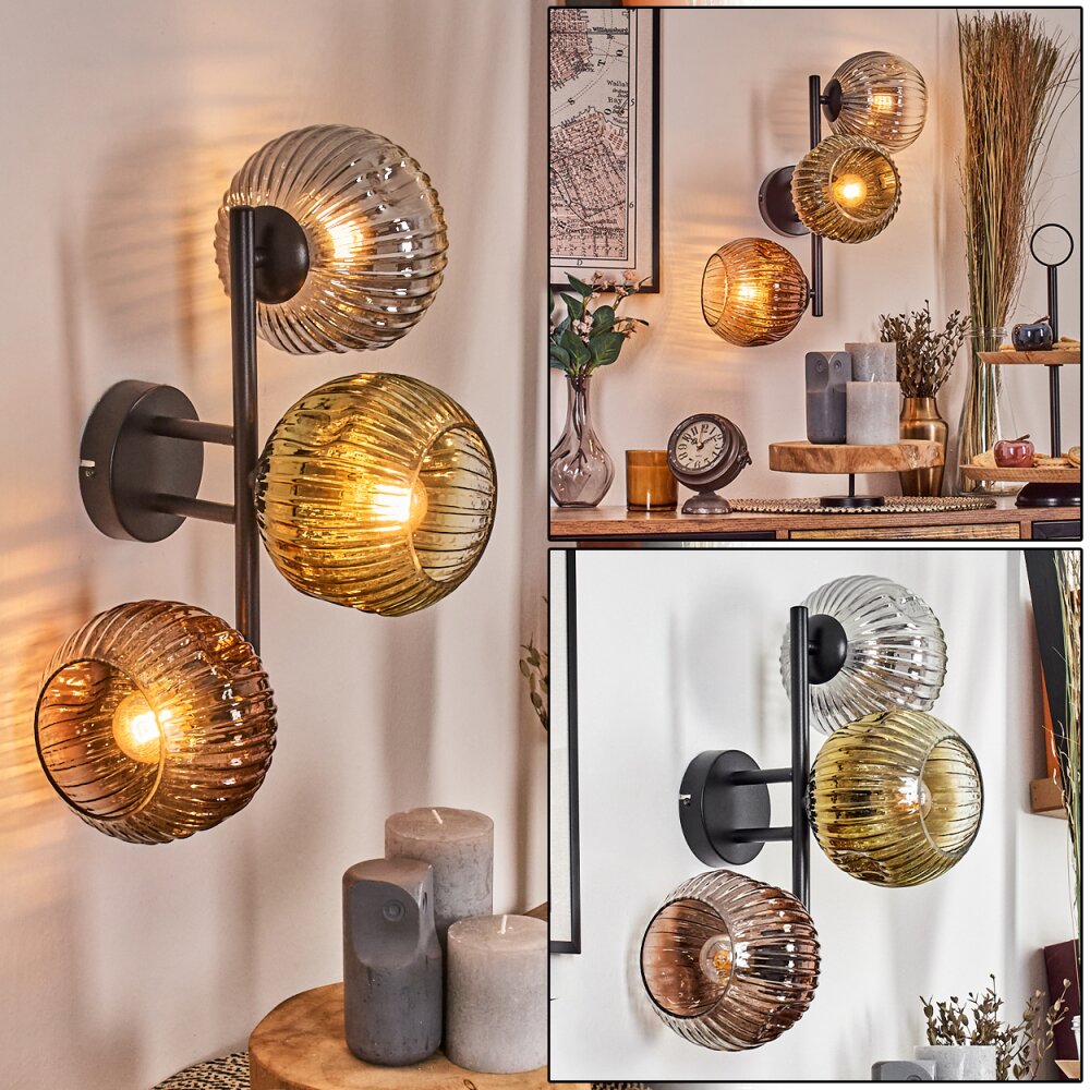 Ripoll Boule lumineuse, Applique murale Or, Clair, Cuivré, Fumé, 3 lumières main product photo