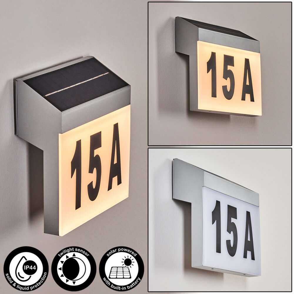 Vanhaniemi Lampe murale d´extérieur, Numéro de maison lumineux LED Gris, Blanc, 1 lumière main product photo