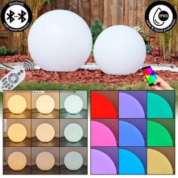Ilorn Boule lumineuse, Borne lumineuse, Eclairage de chemin LED Blanc, 2 lumières, Télécommandes