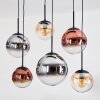 Gastor Suspension, Boule lumineuse, Suspension Ambre, Chrome, Clair, Cuivré, Fumé, 6 lumières