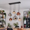 Gastor Suspension, Boule lumineuse, Suspension Ambre, Chrome, Clair, Cuivré, Fumé, 6 lumières