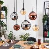 Gastor Suspension, Boule lumineuse, Suspension Ambre, Chrome, Cuivré, Fumé, 6 lumières