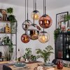 Gastor Suspension, Boule lumineuse, Suspension Ambre, Chrome, Cuivré, Fumé, 6 lumières