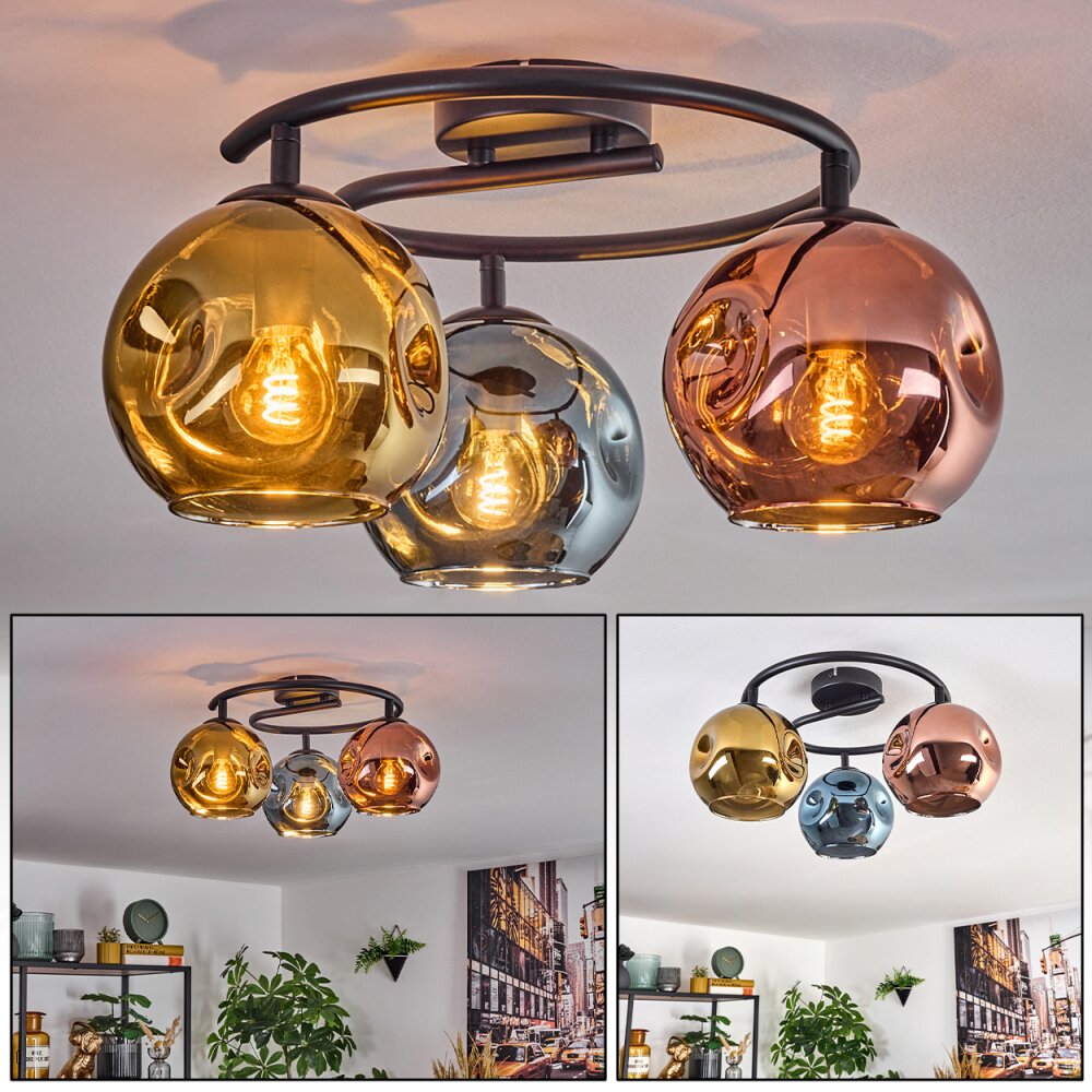 Ripoll Plafonnier, Boule lumineuse Bleu, Or, Cuivré, 3 lumières main product photo