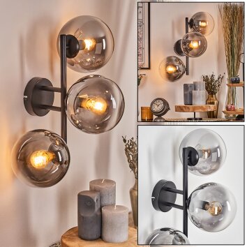 Gastor Boule lumineuse, Applique murale Clair, Fumé, 3 lumières