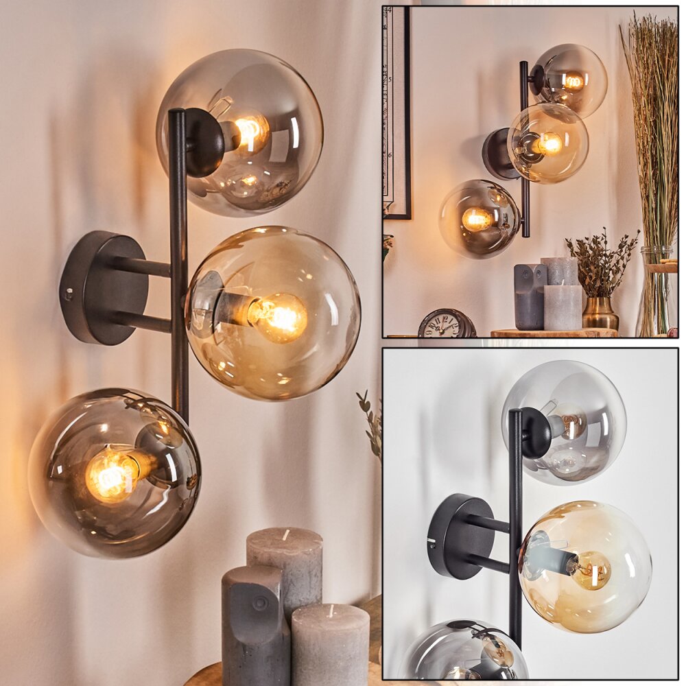 Gastor Boule lumineuse, Applique murale Ambre, Clair, Fumé, 3 lumières main product photo