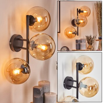 Gastor Boule lumineuse, Applique murale Ambre, 3 lumières