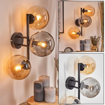 Gastor Boule lumineuse, Applique murale Ambre, Fumé, 3 lumières