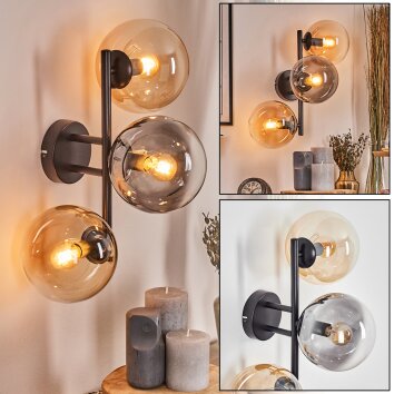 Gastor Boule lumineuse, Applique murale Ambre, Clair, Fumé, 3 lumières