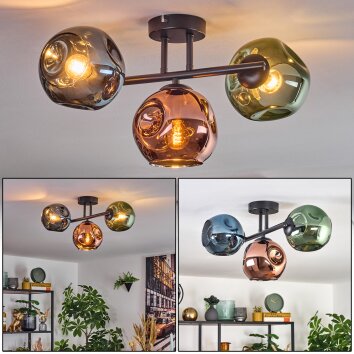 Ripoll Plafonnier, Boule lumineuse Bleu, Vert, Cuivré, 3 lumières