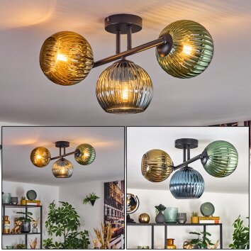 Koyoto Plafonnier, Boule lumineuse Bleu, Or, Vert, 3 lumières