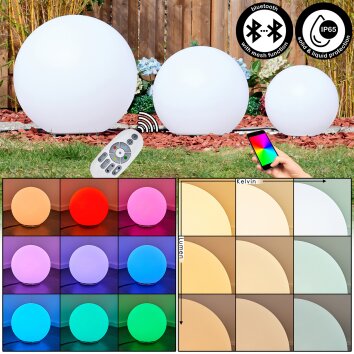 Ilorn Boule lumineuse, Borne lumineuse, Eclairage de chemin LED Blanc, 3 lumières, Télécommandes