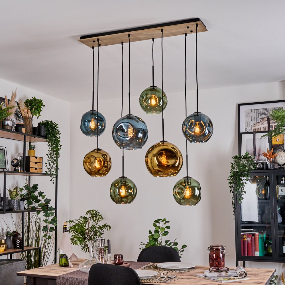 Ripoll Suspension, Boule lumineuse, Suspension Écru, Noir, 8 lumières main product photo