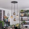 Ripoll Suspension, Boule lumineuse, Suspension grappe Ambre, Clair, Fumé, 4 lumières