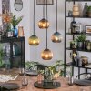 Koyoto Suspension, Boule lumineuse, Suspension grappe Bleu, Vert, Cuivré, 4 lumières