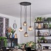 Ripoll Suspension, Boule lumineuse, Suspension grappe Ambre, Clair, Fumé, 4 lumières