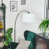 Bassagoda Lampadaire, Lampadaires arc Noir, 1 lumière, Abat-jour en tissu