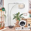 Bassagoda Lampadaire, Lampadaires arc Chrome, Noir, 1 lumière, Abat-jour en tissu
