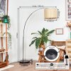 Bongal Lampadaire, Lampadaires arc Chrome, Noir, 1 lumière, Abat-jour en tissu