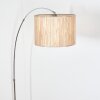 Bongal Lampadaire, Lampadaires arc Chrome, Noir, 1 lumière, Abat-jour en tissu