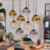 Gastor Suspension, Boule lumineuse, Suspension Ambre, Or, Clair, Fumé, 8 lumières