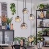 Ripoll Suspension, Boule lumineuse, Suspension grappe Ambre, Clair, Fumé, 4 lumières