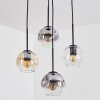 Ripoll Suspension, Boule lumineuse, Suspension grappe Ambre, Clair, Fumé, 4 lumières