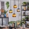 Koyoto Suspension, Boule lumineuse, Suspension grappe Bleu, Or, Vert, 4 lumières
