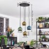 Koyoto Suspension, Boule lumineuse, Suspension grappe Bleu, Or, Vert, 4 lumières