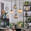 Ripoll Suspension, Boule lumineuse, Suspension grappe Ambre, Clair, Fumé, 4 lumières