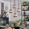 Ripoll Suspension, Boule lumineuse, Suspension grappe Chrome, Fumé, 4 lumières