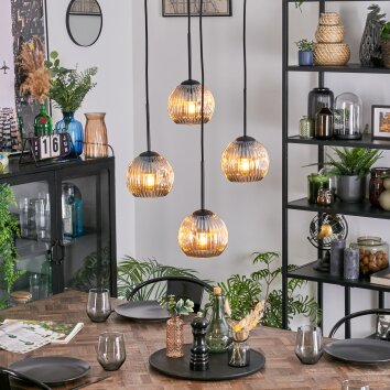 Ripoll Suspension, Boule lumineuse, Suspension grappe Ambre, 4 lumières