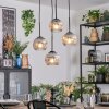 Ripoll Suspension, Boule lumineuse, Suspension grappe Chrome, Clair, Fumé, 4 lumières