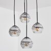 Ripoll Suspension, Boule lumineuse, Suspension grappe Chrome, Clair, Fumé, 4 lumières
